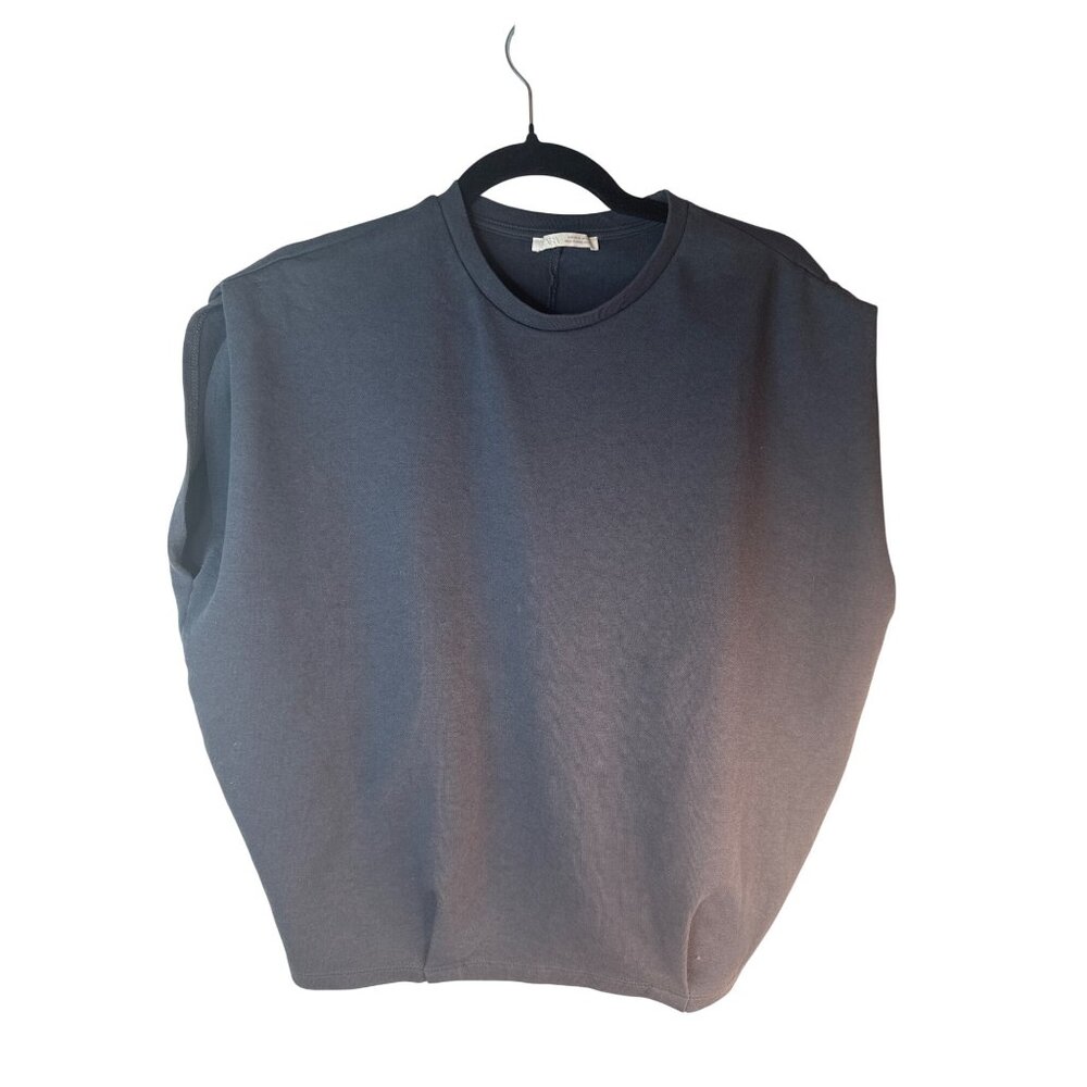 2/$30 ZARA Sleeveless Small Charcoal Gray Pullover Sweat Cotton Blend